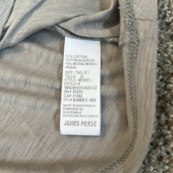 James Perse U-Neck Slub SS Tee, Grey, Size 2 (Medium), Like New - Picture 6 of 6